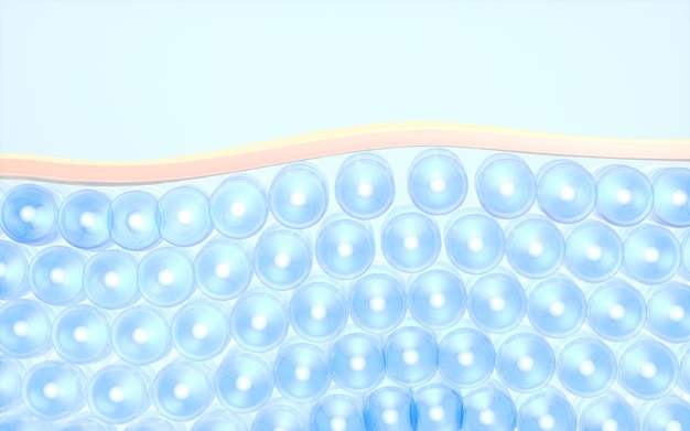 Cells and skin 3d rendering