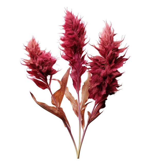 Celosia dried flower isolated on white background Generative AI