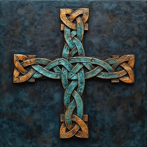 Photo celtic cross with blue background