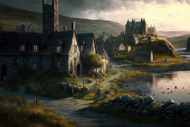 иллюстрация кельтского города