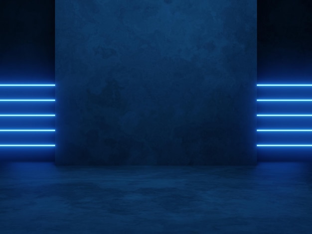 Photo cement background with blue neon light