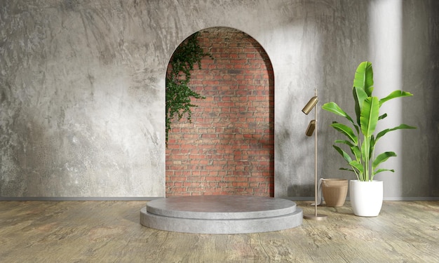 Cement podium mockup design loft podium presentations product