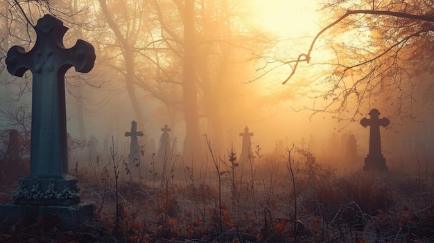 Cemetery or graveyard with grave tombstone