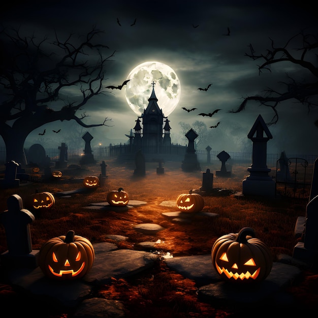 cemetery at night for halloween