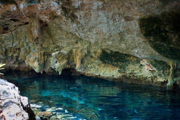 Cenote Dos Ojos with clear blue water