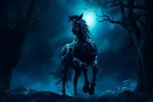 Centaur in the night forest AI generated