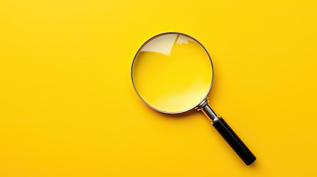 Center magnifying glass yellow background