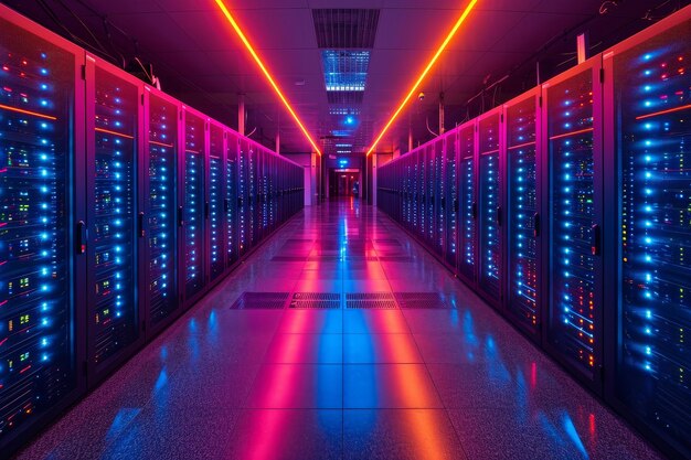 Center server racks with computer network professional photography