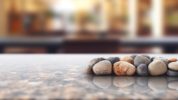 Center on the stone table best clouded bokeh establishment at the back Creative resource AI Generated