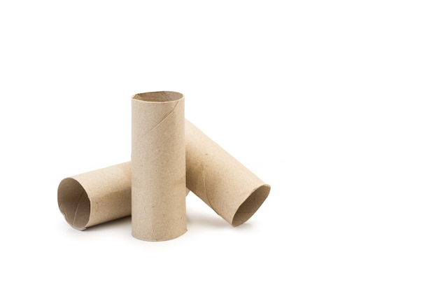 Center of toilet paper rolls without paper on a white background