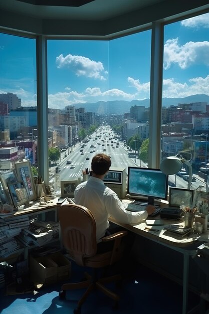 Center with computers for traffic control in the city Room filled with lots of computer monitors