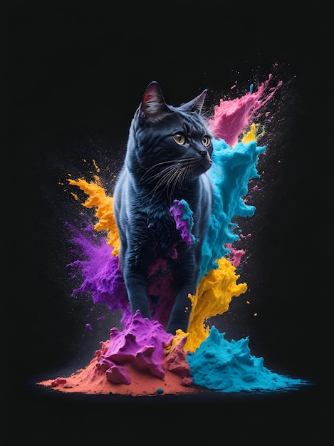 A centered explosion of colorful powder