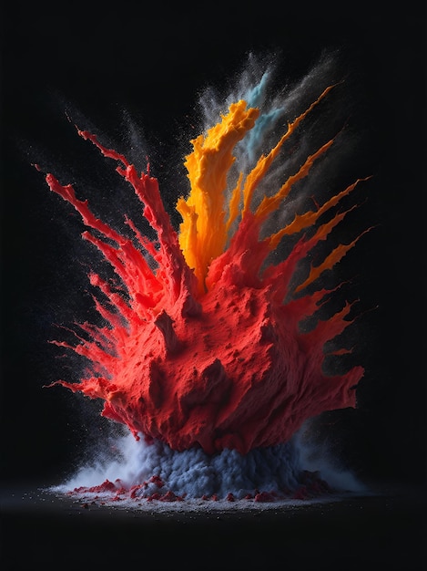 A centered explosion of colorful powder