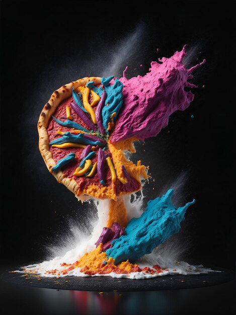 A centered explosion of colorful powder