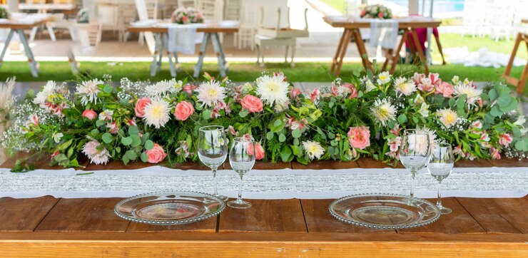 Centerpiece flower arrangement at a social event in Mexico