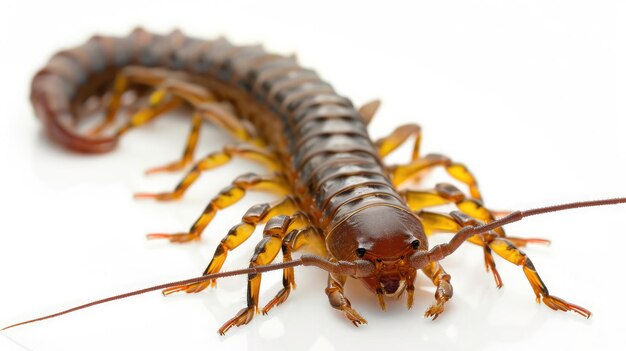 centipede on isolated white background