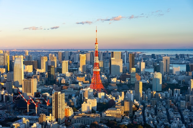 Foto centraal tokyo en tokyo tower