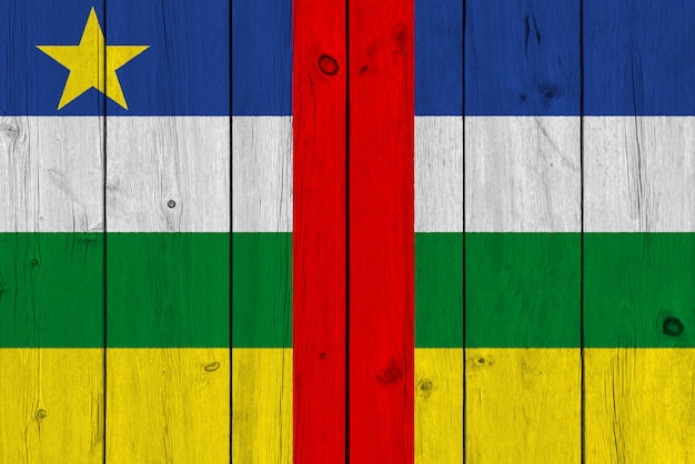 Photo central african republic flag painted on old wood plank