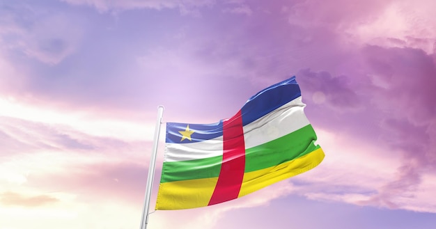 central african republic national flag waving in the sky