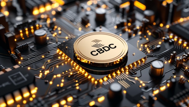 Концепция цифровой валюты Центрального банка CBDC Coin на техническом фоне