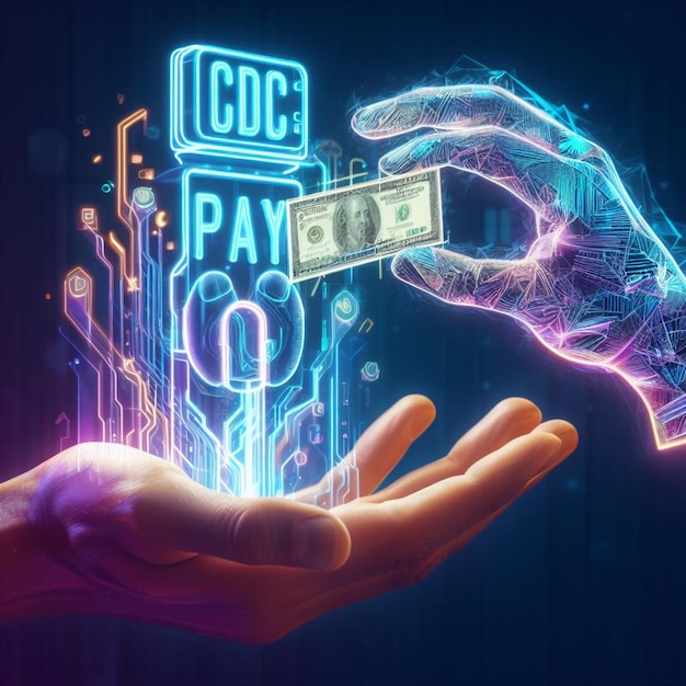 central bank digital currency and crypto signs graphic virtual money concept