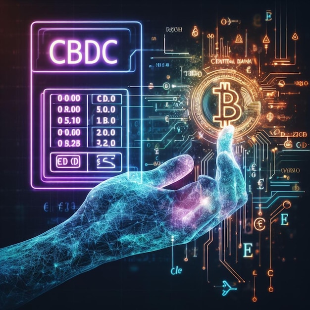 central bank digital currency and crypto signs graphic virtual money concept