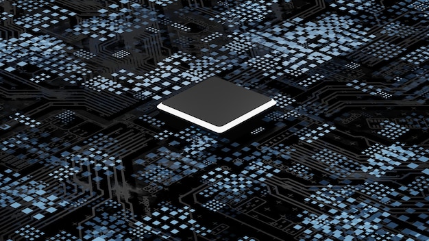 Фото Центральный компьютер процессоры концепция процессораведущие в отрасли передовые технологии3d-рендеринг