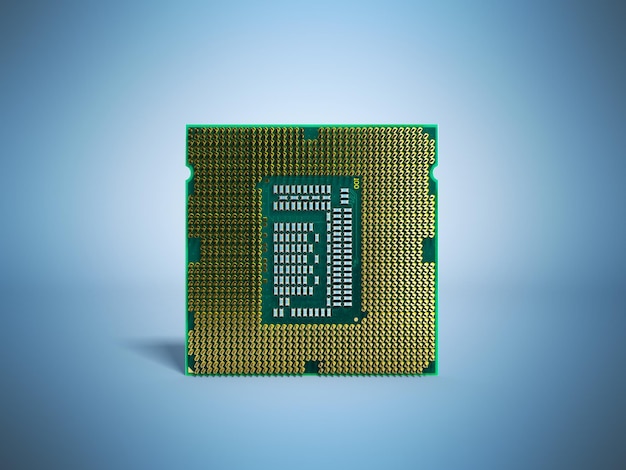 중앙 컴퓨터 프로세서 CPU 파란색에 고해상도 3d 렌더링