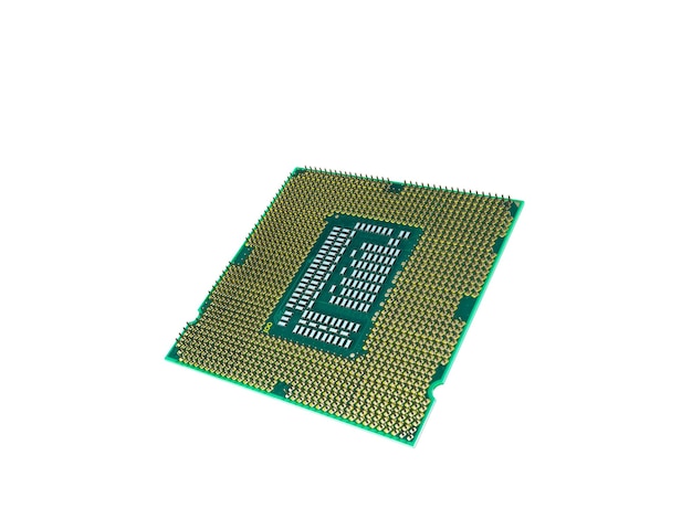 中央コンピュータプロセッサ CPU 高解像度3Dレンダリング白で影なし