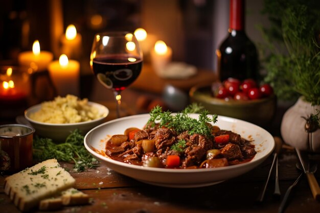 Central European Delight Aromatic Goulash in Rustic Earthenware