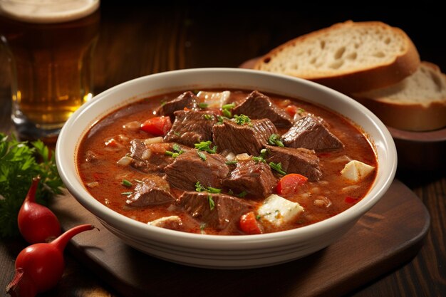 Central European Delight Aromatic Goulash in Rustic Earthenware