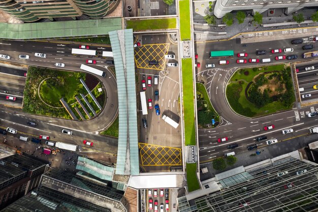 Central, Hong Kong-01 November 2018: Top down view of Hong Kong business district
