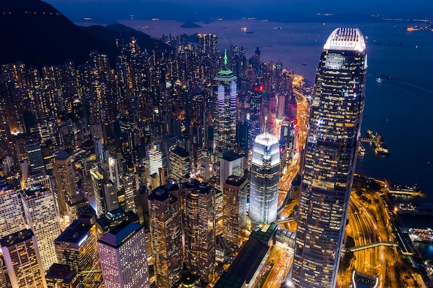 Central, Hong Kong 11 September 2018:-Hong Kong centrum 's nachts