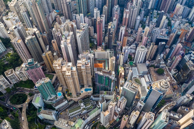 香港中環 2019 年 4 月 29 日: 香港の街のトップ ビュー