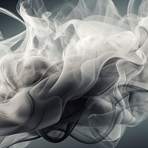 A central mass of white and gray smoke patterns rendered in a digital style