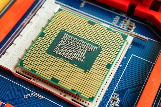 컴퓨터 메인보드 전자 기술의 중앙 처리 장치 CPU 칩 프로세서