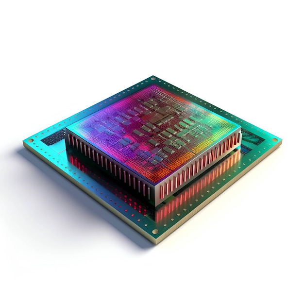 Central processing unit CPU on white background 3D illustration