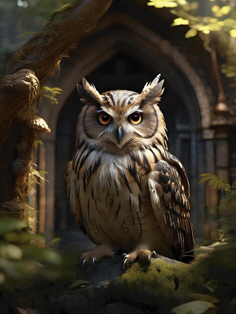 Foto central valley owl immagine adorabile di gufo espressivo a faccia larga ai generativa