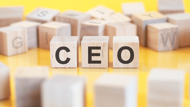 CEO. Wooden letters on the office desk