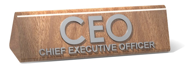 木製のバナーに CEO の言葉
