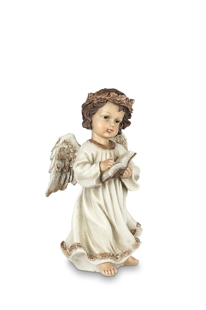 Ceramic angel figurine on a white background Ideal for Christmas and Easter