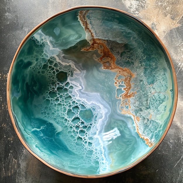 Ceramic Bowl with Water Ripple on Natural Backdrop