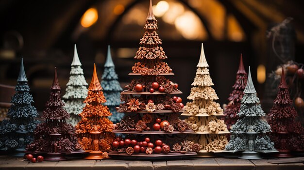 Ceramic Christmas Trees in Earthy Tones Shot Using