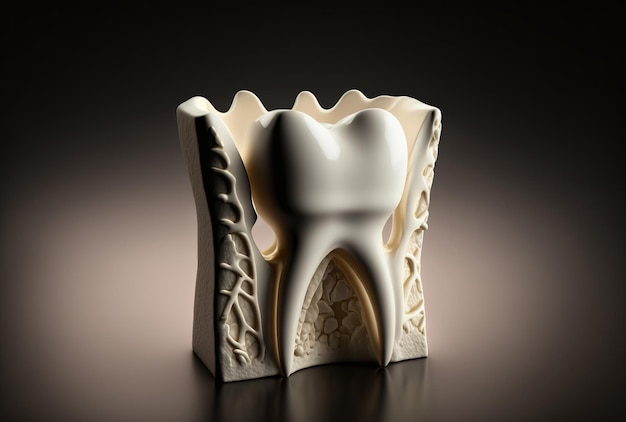 Ceramic dental bridge against a dark background