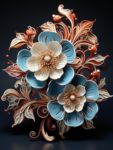 Photo ceramic and glass ornament of an elegant and delicate floral arrangement in soft colors