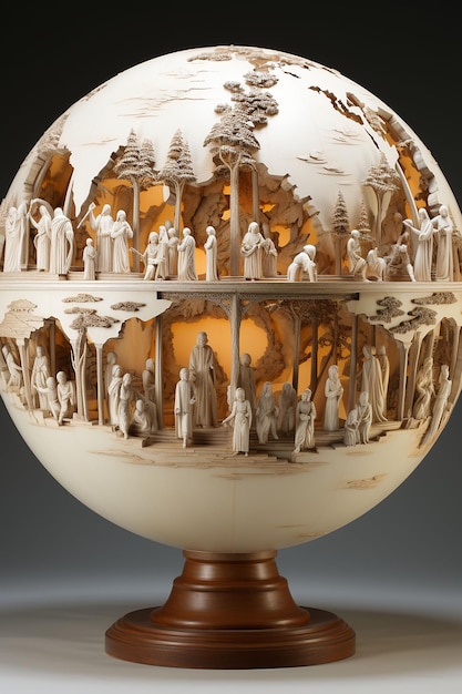 Ceramic globe with the image of Jesus and Joseph