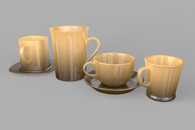Ceramic Mugs Set 3D model