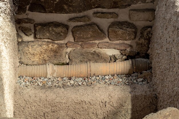 Ceramic piping of an ancient roman aqueduct discovered during excavations in side