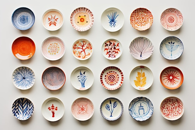 ceramic plates on white background