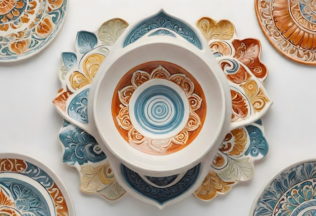 Ceramic Pottery on White